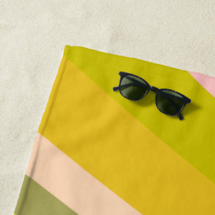 Bright Modern Citrus Stripes Pattern Beach Towel
