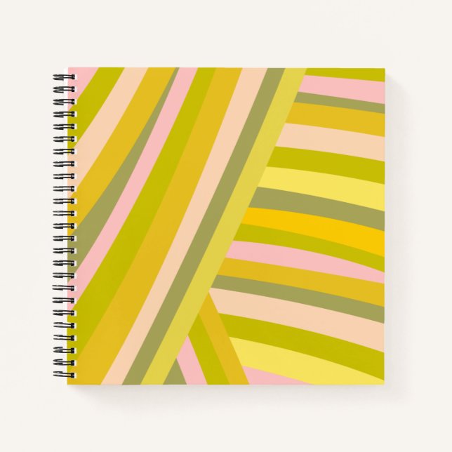 Bright Modern Citrus Stripes Pattern Notebook (Front)