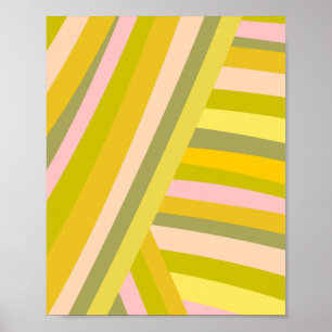 Bright Modern Citrus Stripes Pattern Poster