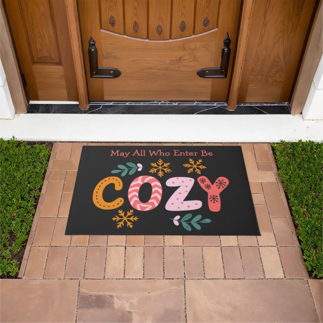 Bright Modern Cozy Winter Christmas  Doormat (Outdoor)
