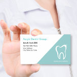 Bright Modern Dentist Business Cards<br><div class="desc">Dentist business cards with modern design that includes a dentist tooth symbol with sparkles to make the tooth look shiny, a simple business card design that let's you customize the text and change the blue background colour if you want to. I designed this business card template as a unique and...</div>