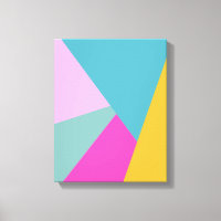 Bright Modern Geometric Shapes Art | Teal and Pink