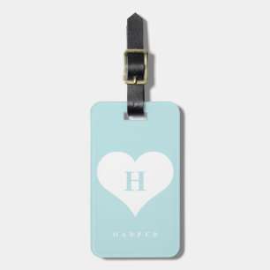 Bright, modern heart monogram luggage tag