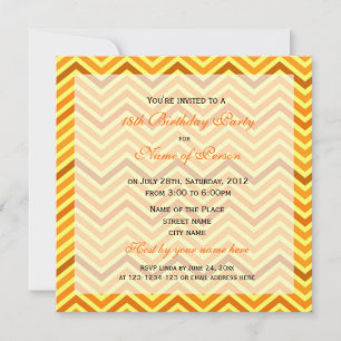 Bright, modern, trendy, sunny chevron birthday invitation