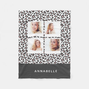 Bright modern vintage photo animal print fleece blanket
