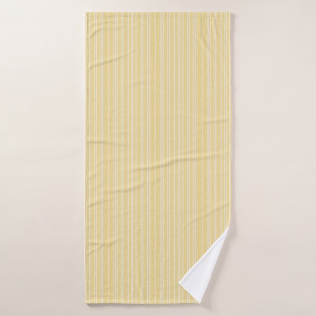 Bright modern yellow and white candy striped  bath towel (Bath Towel)