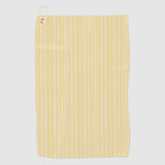 Bright modern yellow and white candy striped  golf towel
