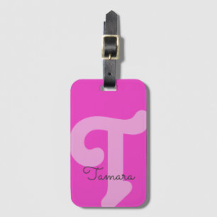 Bright Monogrammed Monogram Initial Neon Pink Luggage Tag