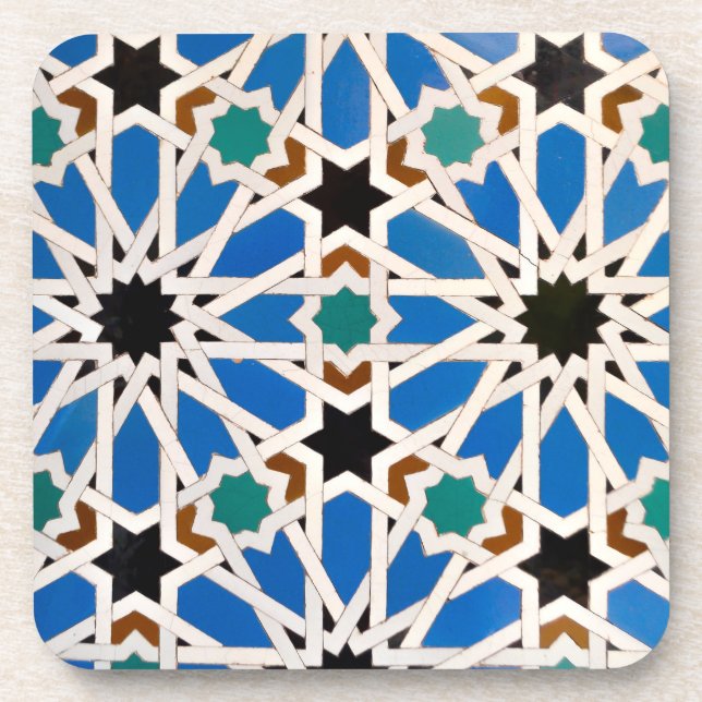 Bright Moroccan Mosaic Drink Coasters (Front)
