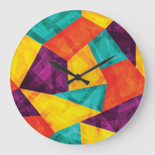 Bright Mosaic Grunge Seamless Pattern Large Clock
