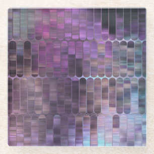 Bright Mosaic: Multicolored Glossy Abstract. Glass Coaster