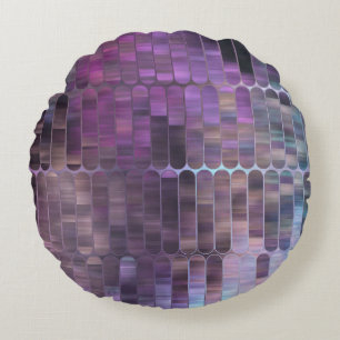 Bright Mosaic: Multicolored Glossy Abstract. Round Pillow