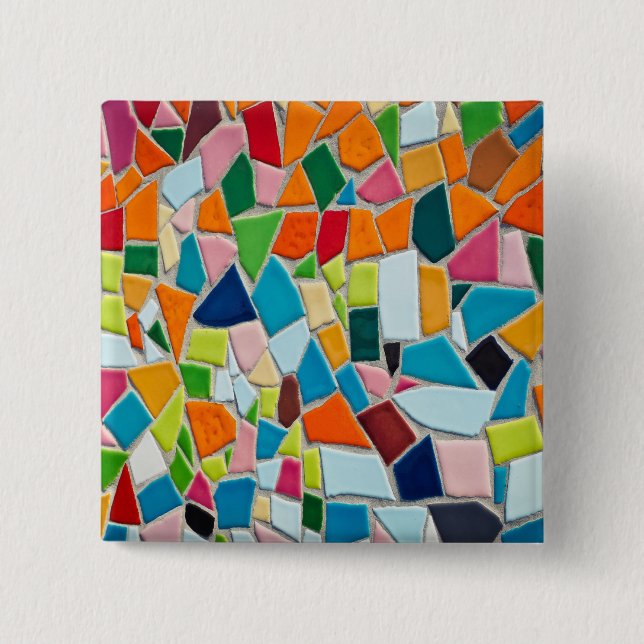 Bright Mosaic Tiles 2 Inch Square Button (Front)