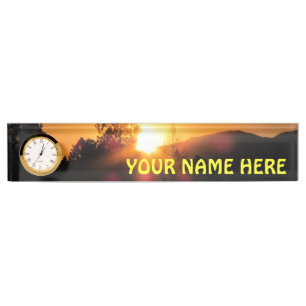 Bright Mountain Sunset with your name Nameplate