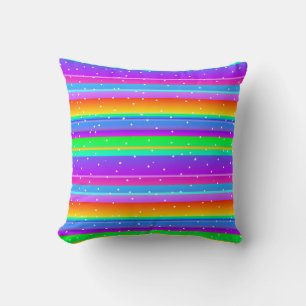 Bright multi colour eccentric style striped throw pillow
