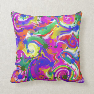 Bright Multi Coloured Abstract Throw Pillow