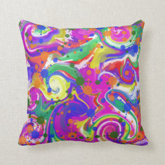 Bright Multi Coloured Abstract Throw Pillow