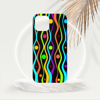 Bright Multi-coloured Circles and Curved Stripes iPhone 12 Case