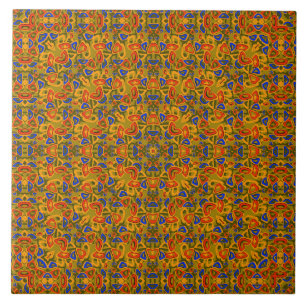 Bright multi-coloured pattern handkerchief orange tile