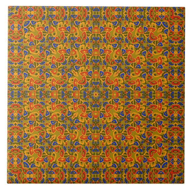 Bright multi-coloured pattern handkerchief orange tile (Front)