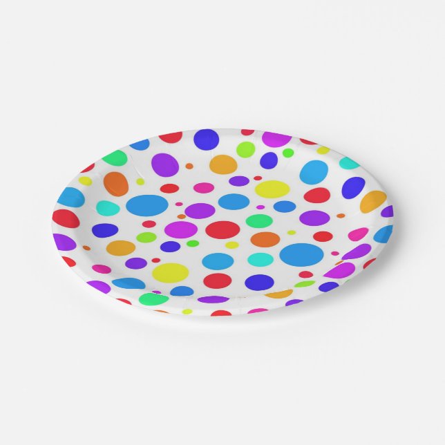 Bright Multi Coloured Spots Paper Plate (Angled)
