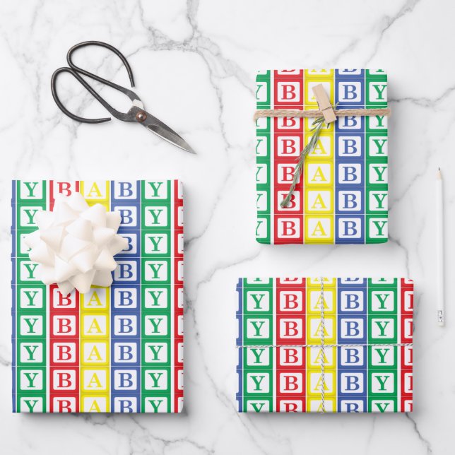 Bright Multicolor Baby Blocks Wrapping Paper (Front)