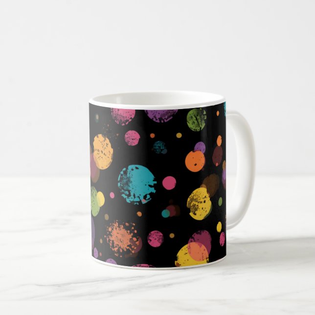 Bright Multicolor Polka Dots  Coffee Mug (Front Right)