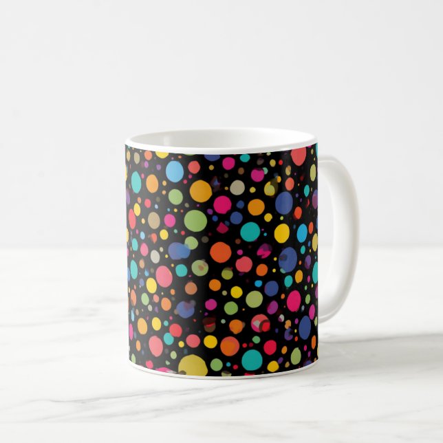 Bright Multicolor Polka Dots  Coffee Mug (Front Right)