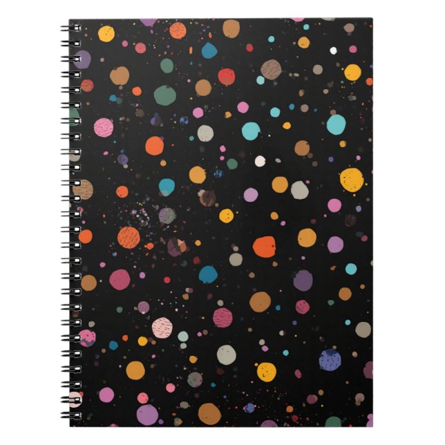 Bright Multicolor Polka Dots Notebook (Front)