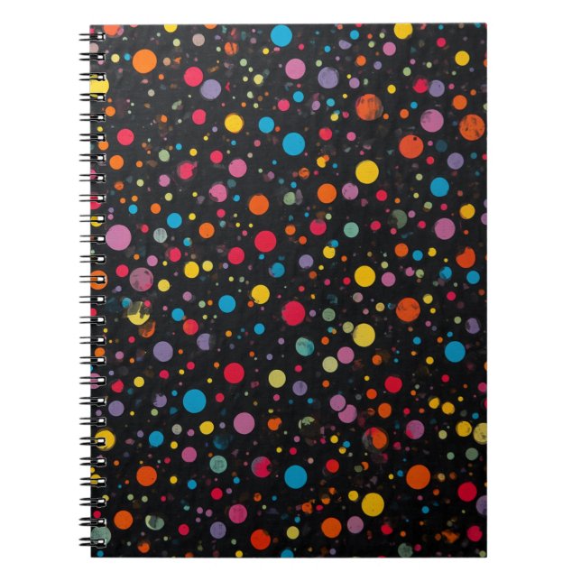 Bright Multicolor Polka Dots Notebook (Front)