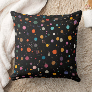 Bright Multicolor Polka Dots Throw Pillow