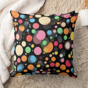 Bright Multicolor Polka Dots Throw Pillow