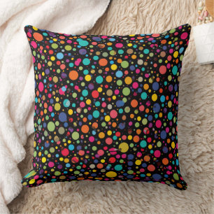 Bright Multicolor Polka Dots Throw Pillow