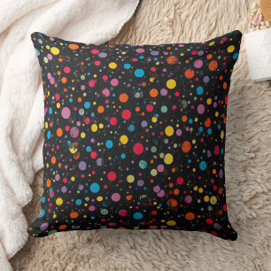 Bright Multicolor Polka Dots Throw Pillow