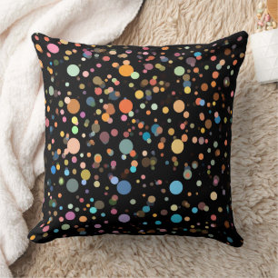Bright Multicolor Polka Dots Throw Pillow