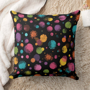 Bright Multicolor Polka Dots Throw Pillow