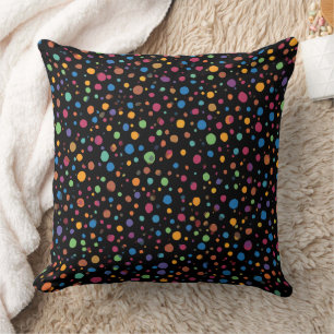 Bright Multicolor Polka Dots Throw Pillow