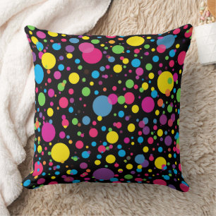 Bright Multicolor Polka Dots Throw Pillow