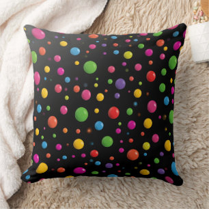 Bright Multicolor Polka Dots Throw Pillow