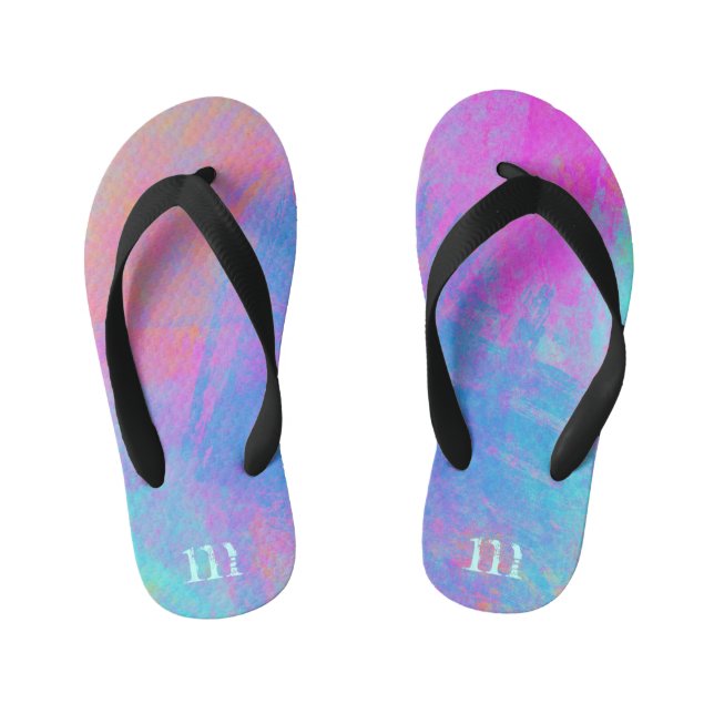 Bright Multicolor Splashes Kid's Flip Flops (Footbed)