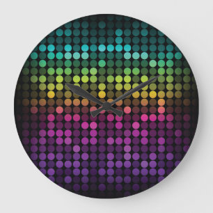 Bright Multicolor Vintage Abstract Art Large Clock