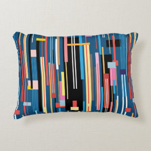 bright multicolored abstract pattern of stripes accent pillow