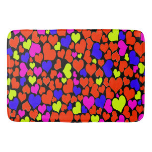 Bright Multicolored Hearts Bath Mat