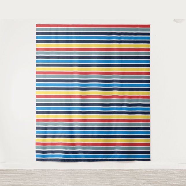 Bright multicolored horizontal stripes.  tapestry (Front)