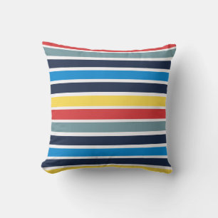 Bright multicolored horizontal stripes. throw pillow