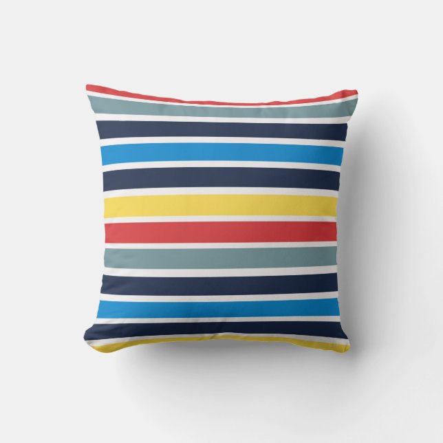 Bright multicolored horizontal stripes. throw pillow (Front)