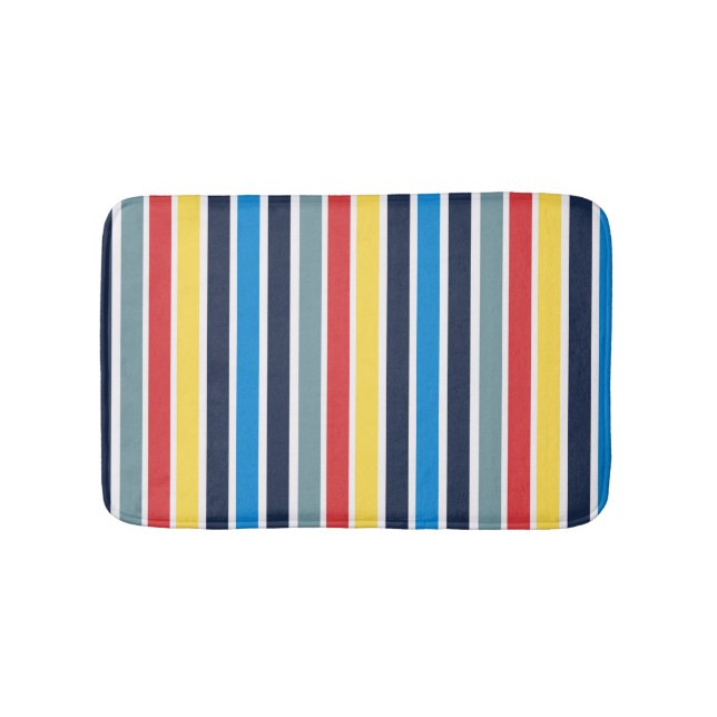 Bright multicolored vertical stripes. bath mat (Front)