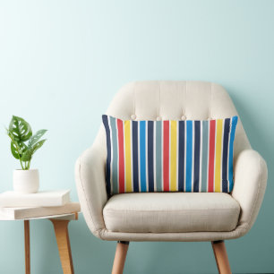 Bright multicolored vertical stripes. lumbar pillow