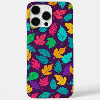 Bright Multicoloured Leaf Pattern Dark Background iPhone 16 Pro Max Case