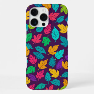 Bright Multicoloured Leaf Pattern Dark Background iPhone 16 Pro Max Case